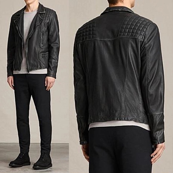 ALLSAINTS Mens Cargo Quilted Brown Leather Biker Jacket XS - Picture 15 of 15